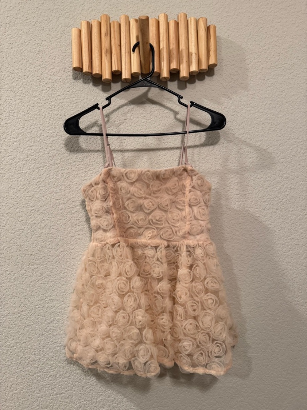 Blush Rosette Spaghetti Strap top. Japan purchase. NEW! ONE SIZE FITS ALL - Picture 3 of 3